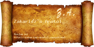Zakariás Anatol névjegykártya